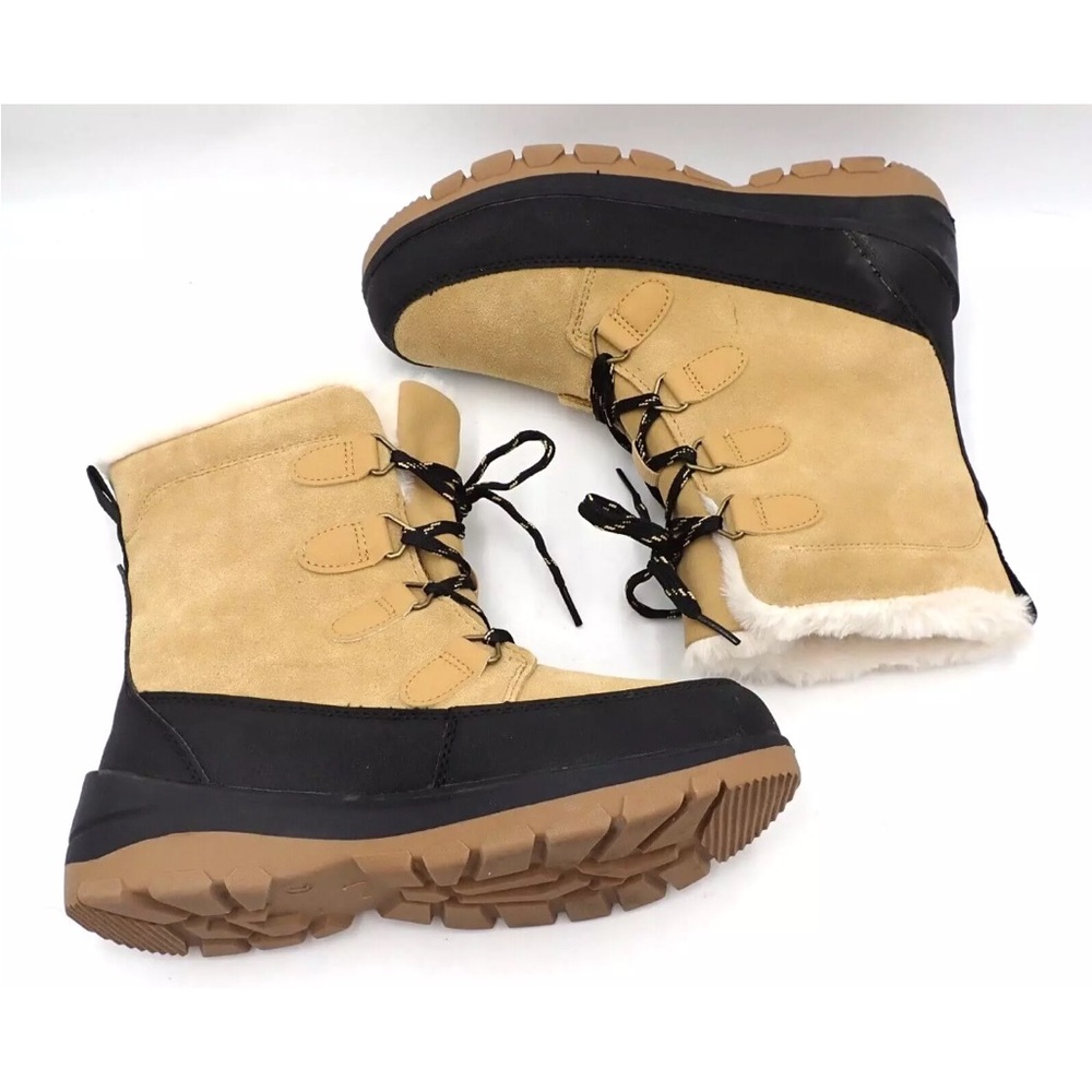 Nubuck Leather And Faux Fur Winter Boots Target Brand Tan Snow Warm - Picture 5 of 9